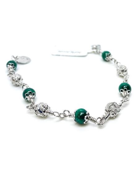 Bracelet argent et malachite, collection Alexiane by Just'In Jewels