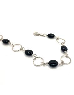 bracelet en argent et agate noire collection Vero création artisanale Just'In Jewels