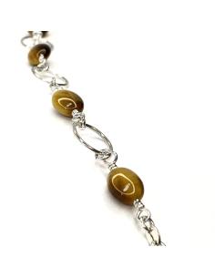 bracelet argent rhodié et oeil de tigre jaune collection Vero creation artisanale Just'In Jewels