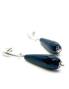boucle d'oreille goute agate noire facetté collection Manon by Just'In Jewels