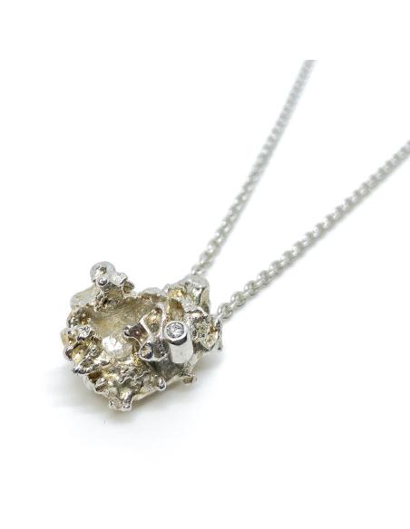Collier en argent argent rhodié ponctué d'un diamant, pièce unique de la collection Just'Etincelle de Just'in Jewels