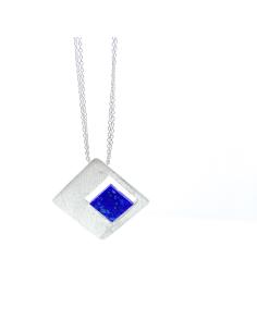 Collier artisanal pour femme argent rhodié et lappis-lazuli 2