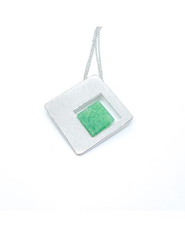 Collier artisanal motif carré et aventurine