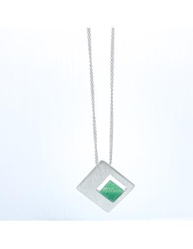 Collier artisanal motif carré et aventurine