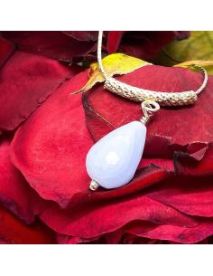 Collier artisanal argent rhodié avec calcédoine création JUST'IN JEWELS