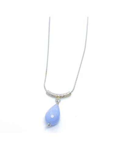 Collier artisanal argent arc et calcédoine