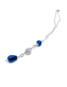 collier argent rhodié antiallergique avec véritable dumortiérite création artisanale fait main par JUST'IN JEWELS 2