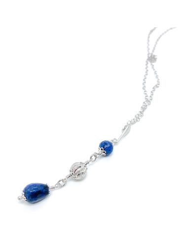 Collier artisanal argent Manon et dumortiérite