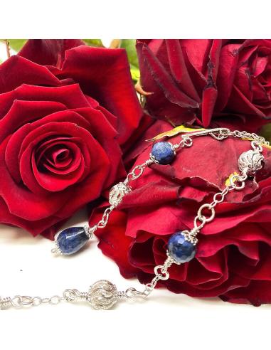 Collier artisanal argent Manon et dumortiérite