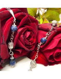 collier argent rhodié antiallergique avec véritable dumortiérite création artisanale fait main par JUST'IN JEWELS