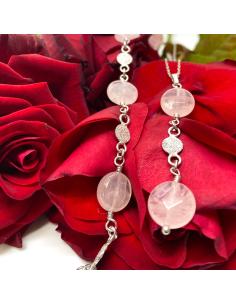 Bracelet en argent et quartz rose, une création artisanale de Just'In Jewels, un bracelet intemporel de la collection Angélique 2
