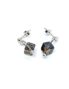 boucle oreille argent artisanal avec quartz fumé création fait main just'in jewels 2