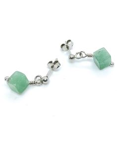 Boucle oreille artisanat belge argent vermeil fait main par just'in jewels avec des véritables aventurine