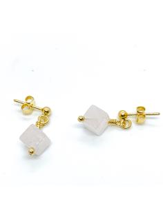 boucle oreille argent vermeil bijou artisanal fait main par just'in jewels avec quartz rose
