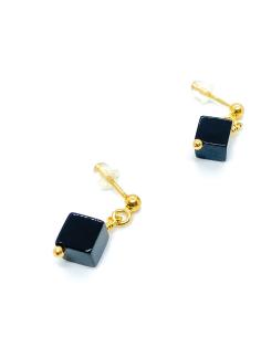 boucle d'oreille en argent vermeil bijou artisanal avec agate noire onyx création just'in jewels