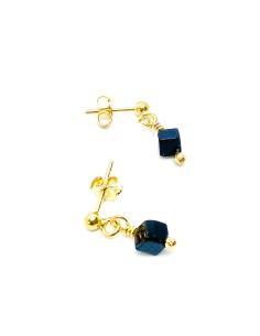Boucle oreille artisanale, bijou fait main par Just'in jewels. Bijou argent vermeil avec agate noire