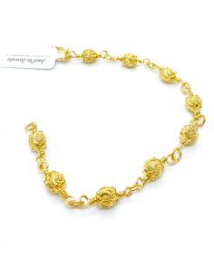 Bracelet artisanal  pour femme argent finition vermeil 9 perles diamantées