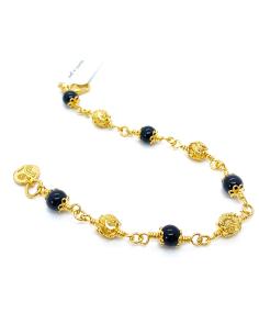 bracelet artisanal pour femme argent vermeil et agate noire