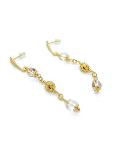 Boucle d'oreille artisanale argent vermeil avec cristal de roche