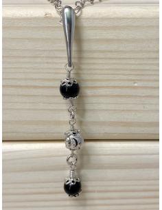 Bijoux artisanaux avec pierres fines naturelles en argent rhodié antiallergique agate noire 2