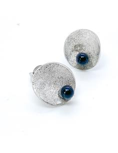 perceuse d'oreille argent rhodié antiallergique onyx effet diamanté 2