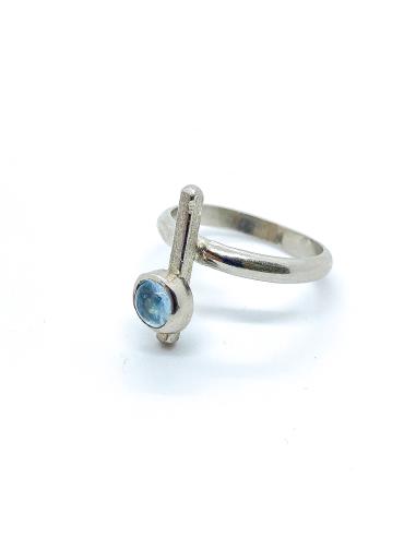 Bague argent rhodié antiallergique avec aigue marine