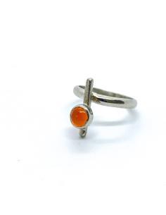 Bague artisanale argent rhodié antiallergique avec cornaline collection Isabelle de Justin jewels