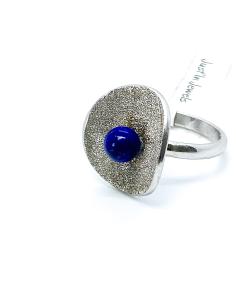 Bague artisanale argent rhodié antiallergique avec lapis-lazulli dela collection Ondine de chez Just'in jewels 2