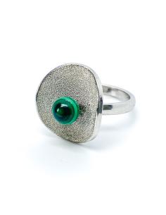 bague artisanale argent rhodié antiallergique avec malachite collection Ondine de chez Just'In jewels 2