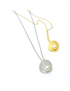 collier artisanal argent rhodié antiallergique avec perle d'eau douce 2