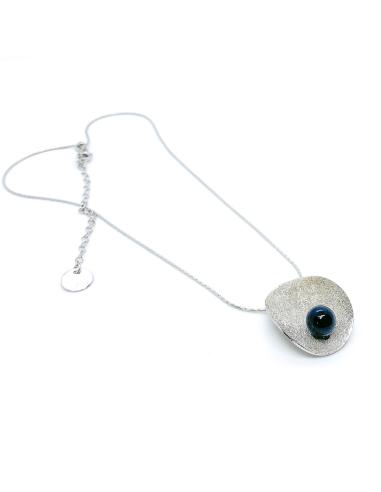 Collier artisanal argent rhodié Ondine avec onyx