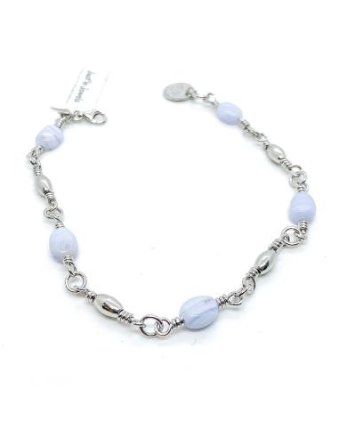 bracelet artisanal argent et calcedoine collection helina de Just'in jewels