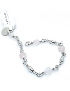 bracelet artisanal argent et quartz rose véritable fait main, collection Helina de chez JUST'IN JEWELS 2