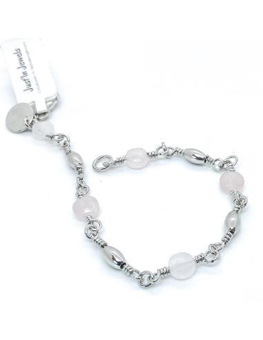 Bracelet artisanal argent Helina quartz rose