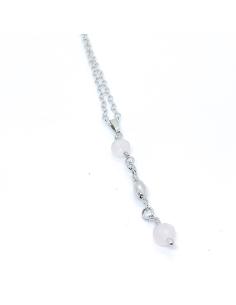 Collier artisanal argent rhodié antiallergique avec quartz rose collection Helina de chez Just'In Jewels 2