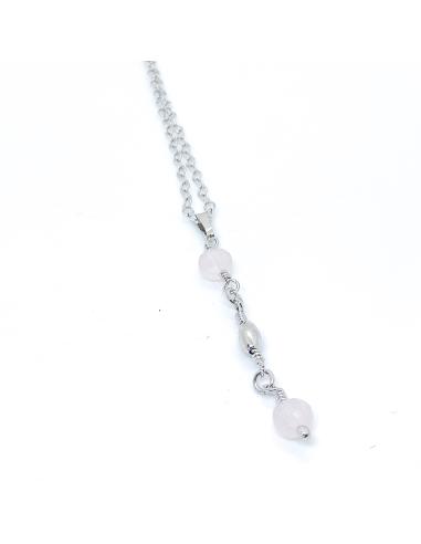 Collier artisanal argent Helina quartz rose