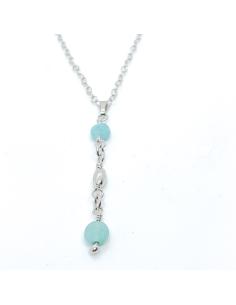 Collier argent rhodié antiallergique avec amazonite collection helina de Just'in jewels