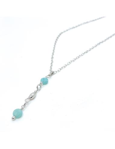 Collier artisanal argent Helina amazonite