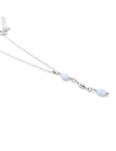 collier artisanal argent rhodié antiallergique avec calcédoine collection helina de Just'In Jewels 2