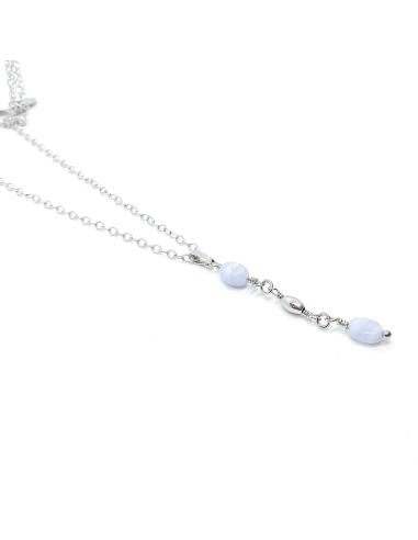 Collier artisanal argent Helina calcédoine
