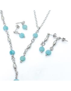 boucle oreille artisanale en argent rhodié antiallergique avec pierres fines amazonite. Collection Helina de chez Just'In Jewels 2