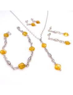 boucle d'oreille artisanale argent rhodié antiallergique avec citrine. Collection Helina de chez Just'in jewels 2