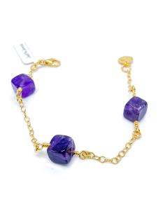 bracelet artisanal en argent vermeil avec améthystes naturelles collection Flo de chez Just'In Jewels. 2