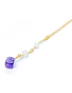 collier artisanal argent vermeil avec quartz rose et améthyste collection Flo de chez Just'in jewels 2