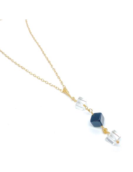 collier artisanal argent plaque or vermeil avec pierre fine naturelle collection flo de Just'in jewels