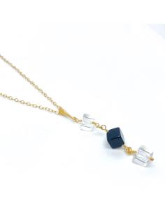 collier artisanal argent plaque or vermeil avec pierre fine naturelle collection flo de Just'in jewels 2