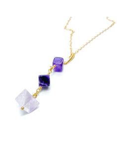 collier artisanal argent plaqué or vermeil avec pierre fine naturelle améthyste collection flo de chez Just'in jewels 2