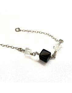 bracelet artisanl argent rhodié garanti sans nickel avec véritable pierres fines, collection FLO de JUST'IN JEWELS