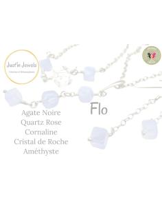 collier artisanal argent rhodié antiallergique avec pierre fine agate noire collection Flo de Just'In Jewels 2