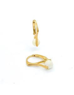 Boucle d'oreille dormeuse en argent vermeil avec perle de nacre, création artisanale de Just'In Jewels